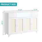4 ante e 2 cassetti, mobile buffet in rattan con presa di corrente, per cucina, sala da pranzo, colore legno