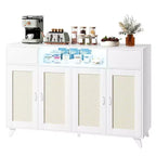 4 ante e 2 cassetti, mobile buffet in rattan con presa di corrente, per cucina, sala da pranzo, colore legno