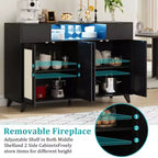 4 ante e 2 cassetti, mobile buffet in rattan con presa di corrente, per cucina, sala da pranzo, colore legno
