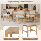 Homy Casa Set da Pranzo 7 Pezzi in Legno con 6 Sedie Imbottite, Finitura Naturale