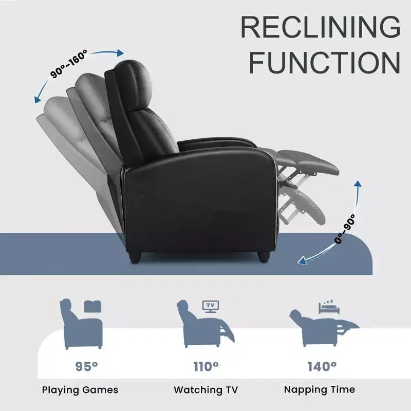 Poltrona reclinabile JIONJOY Push Back - Sedile da Home Theater per soggiorno con supporto lombare, reclinazione a 160°, cuscino imbottito
