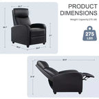 Poltrona reclinabile JIONJOY Push Back - Sedile da Home Theater per soggiorno con supporto lombare, reclinazione a 160°, cuscino imbottito
