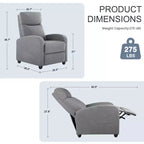 Poltrona reclinabile JIONJOY Push Back - Sedile da Home Theater per soggiorno con supporto lombare, reclinazione a 160°, cuscino imbottito