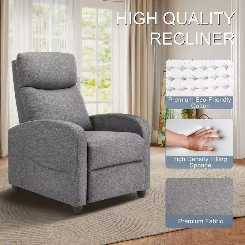 Poltrona reclinabile JIONJOY Push Back - Sedile da Home Theater per soggiorno con supporto lombare, reclinazione a 160°, cuscino imbottito