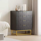 Mobile TV, Comodino, Tavolino, Contenitore organizer con maniglie in metallo, Cassettiera a 4 cassetti, Mobiletto contenitore piccolo per camera da letto, soggiorno