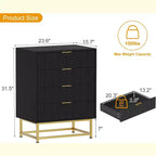 Mobile TV, Comodino, Tavolino, Contenitore organizer con maniglie in metallo, Cassettiera a 4 cassetti, Mobiletto contenitore piccolo per camera da letto, soggiorno