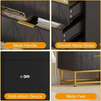 Mobile TV, Comodino, Tavolino, Contenitore organizer con maniglie in metallo, Cassettiera a 4 cassetti, Mobiletto contenitore piccolo per camera da letto, soggiorno