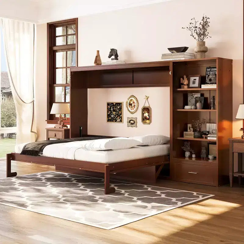 Whisen Queen Letto a Piattaforma Pieghevole e Letto a Scomparsa con Scomparti Regolabili in Altezza