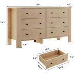 Comodino/Comò Moderno a 6 Cassetti Rovere Naturale per Camera da Letto, Organizer Ampio con Cassetti Contenitori