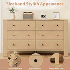 Comodino/Comò Moderno a 6 Cassetti Rovere Naturale per Camera da Letto, Organizer Ampio con Cassetti Contenitori