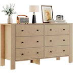 Comodino/Comò Moderno a 6 Cassetti Rovere Naturale per Camera da Letto, Organizer Ampio con Cassetti Contenitori