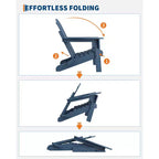 COZONY Sedia Adirondack da Esterno, HDPE Resistente con Capacità di 172 kg, Resistente alle Intemperie, Nessun Montaggio Richiesto, Pieghevole per Patio, Prato, Giardino