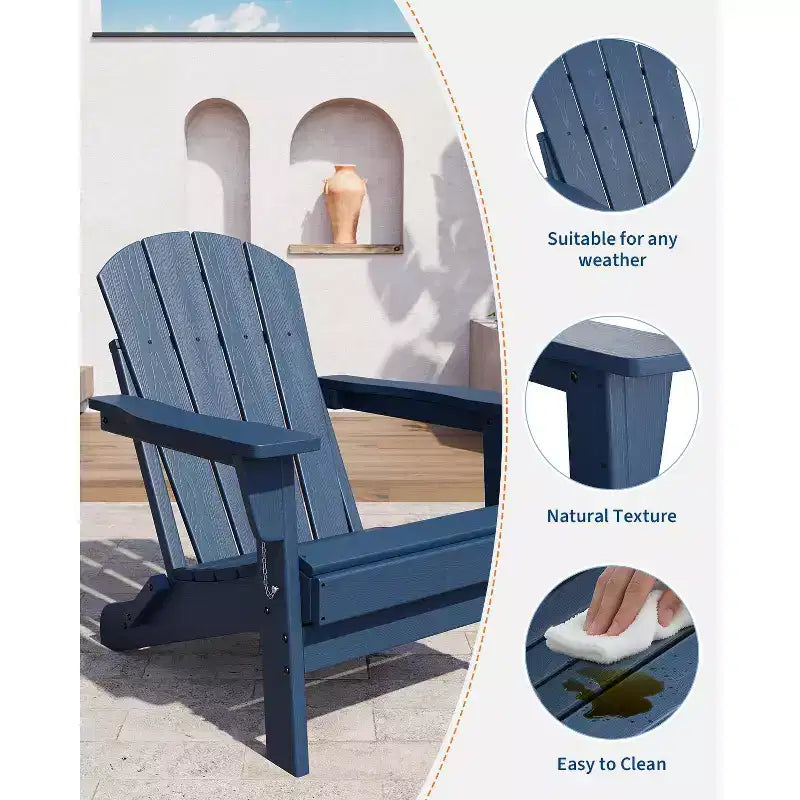 COZONY Sedia Adirondack da Esterno, HDPE Resistente con Capacità di 172 kg, Resistente alle Intemperie, Nessun Montaggio Richiesto, Pieghevole per Patio, Prato, Giardino