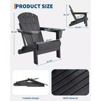 COZONY Sedia Adirondack da Esterno, HDPE Resistente con Capacità di 172 kg, Resistente alle Intemperie, Nessun Montaggio Richiesto, Pieghevole per Patio, Prato, Giardino
