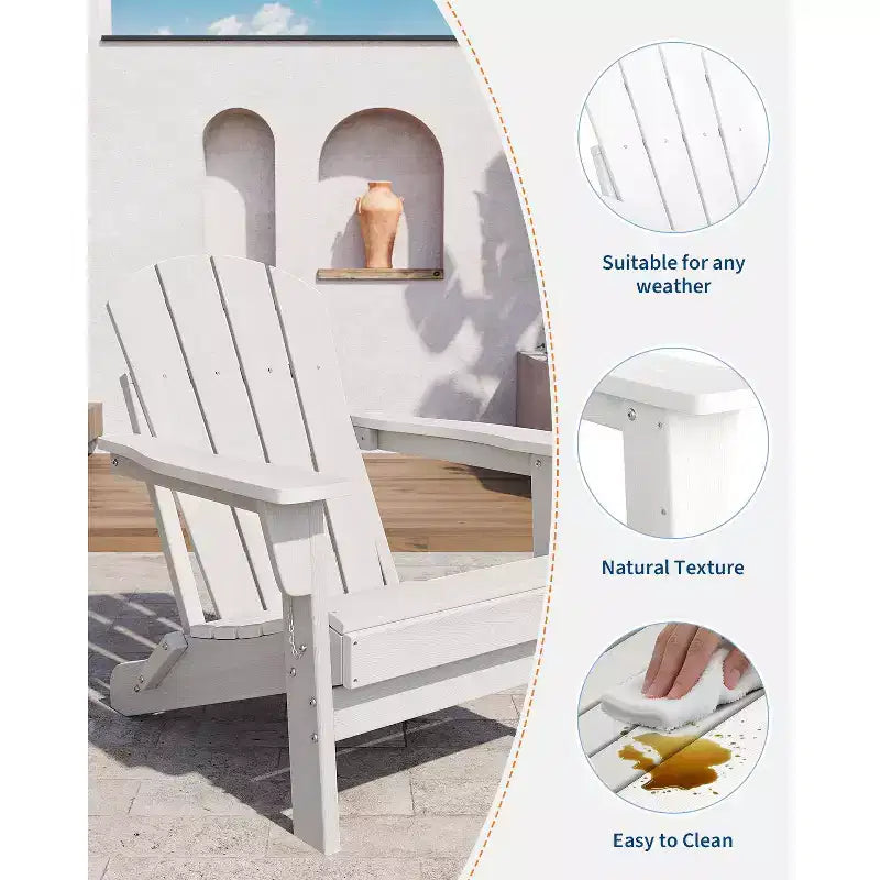 COZONY Sedia Adirondack da Esterno, HDPE Resistente con Capacità di 172 kg, Resistente alle Intemperie, Nessun Montaggio Richiesto, Pieghevole per Patio, Prato, Giardino