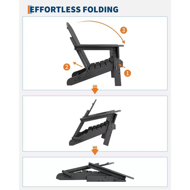 COZONY Sedia Adirondack da Esterno, HDPE Resistente con Capacità di 172 kg, Resistente alle Intemperie, Nessun Montaggio Richiesto, Pieghevole per Patio, Prato, Giardino