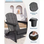 COZONY Sedia Adirondack da Esterno, HDPE Resistente con Capacità di 172 kg, Resistente alle Intemperie, Nessun Montaggio Richiesto, Pieghevole per Patio, Prato, Giardino