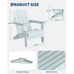 COZONY Sedia Adirondack da Esterno, HDPE Resistente con Capacità di 172 kg, Resistente alle Intemperie, Nessun Montaggio Richiesto, Pieghevole per Patio, Prato, Giardino