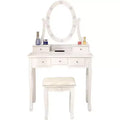 Vanity Desk, Girls Vanity Set with Mirror and Stool, Wooden 2 in 1 Princess Makeup Desk Dressing Table , Toddler Vanity Dresser Set with Drawer