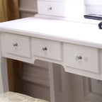 Toeletta, set toeletta per bambine con specchio e sgabello, scrivania da trucco principessa 2 in 1 in legno, set cassettiera toeletta per bambini con cassetto
