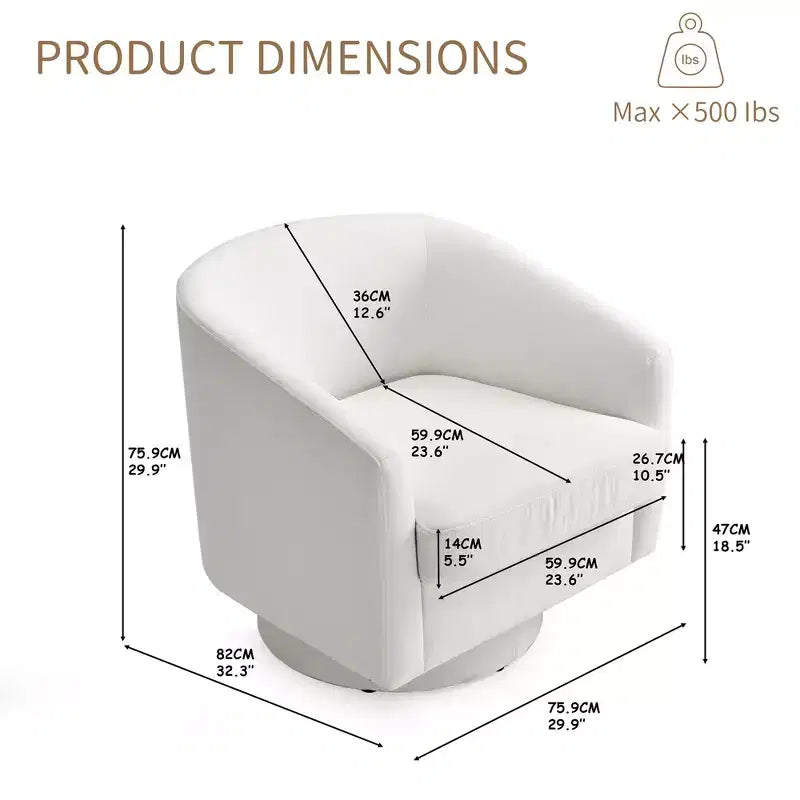 Dyonery Set di 1 Poltrona Girevole - Comoda Poltrona da Soggiorno con Schiuma Indeformabile, Poltrona Girevole Singola per Camera da Letto, Soggiorno, Ufficio