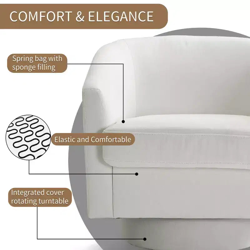 Dyonery Set di 1 Poltrona Girevole - Comoda Poltrona da Soggiorno con Schiuma Indeformabile, Poltrona Girevole Singola per Camera da Letto, Soggiorno, Ufficio