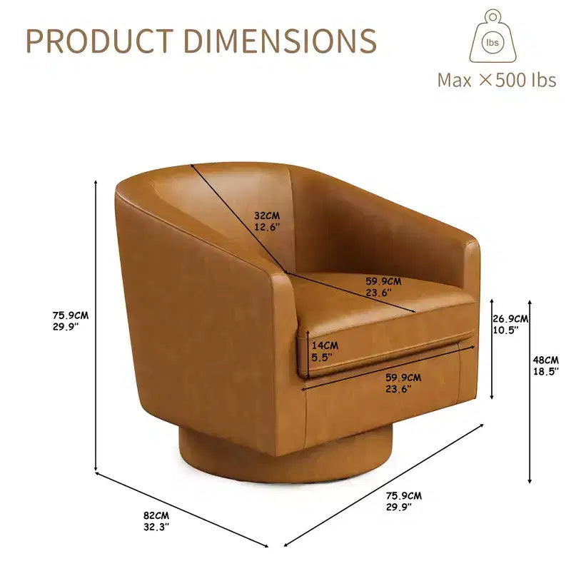 Dyonery Set di 1 Poltrona Girevole - Comoda Poltrona da Soggiorno con Schiuma Indeformabile, Poltrona Girevole Singola per Camera da Letto, Soggiorno, Ufficio
