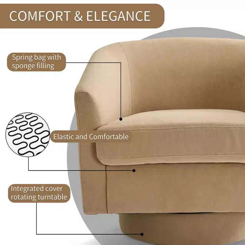 Dyonery Set di 1 Poltrona Girevole - Comoda Poltrona da Soggiorno con Schiuma Indeformabile, Poltrona Girevole Singola per Camera da Letto, Soggiorno, Ufficio