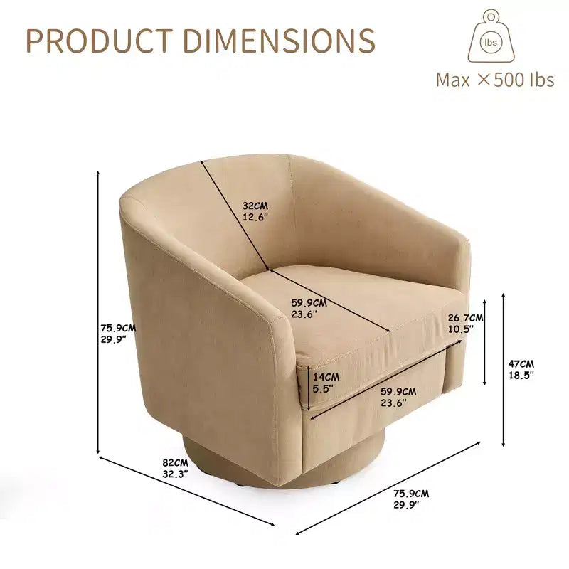 Dyonery Set di 1 Poltrona Girevole - Comoda Poltrona da Soggiorno con Schiuma Indeformabile, Poltrona Girevole Singola per Camera da Letto, Soggiorno, Ufficio