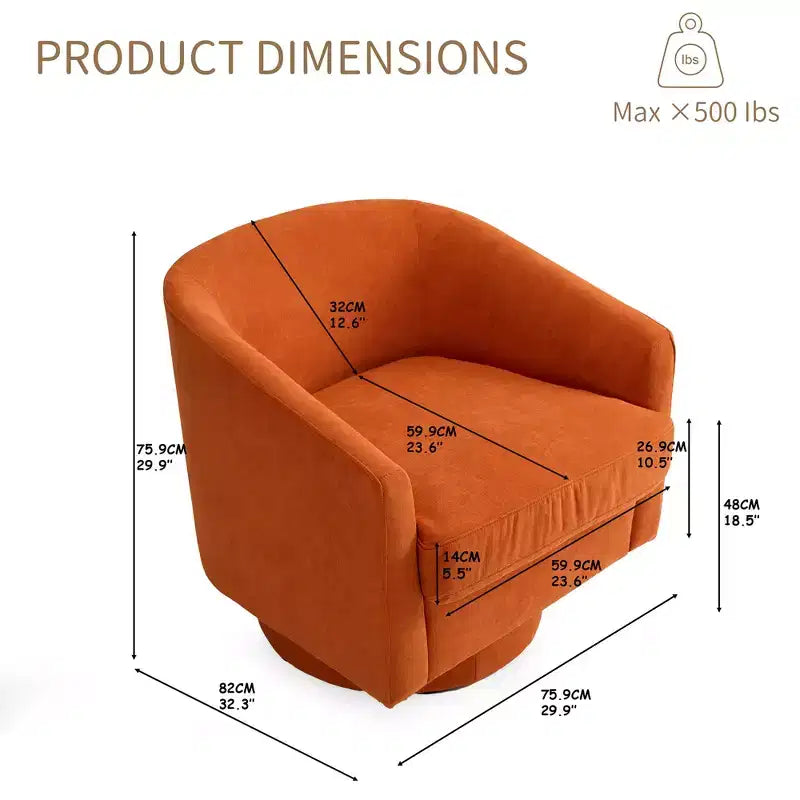 Dyonery Set di 1 Poltrona Girevole - Comoda Poltrona da Soggiorno con Schiuma Indeformabile, Poltrona Girevole Singola per Camera da Letto, Soggiorno, Ufficio