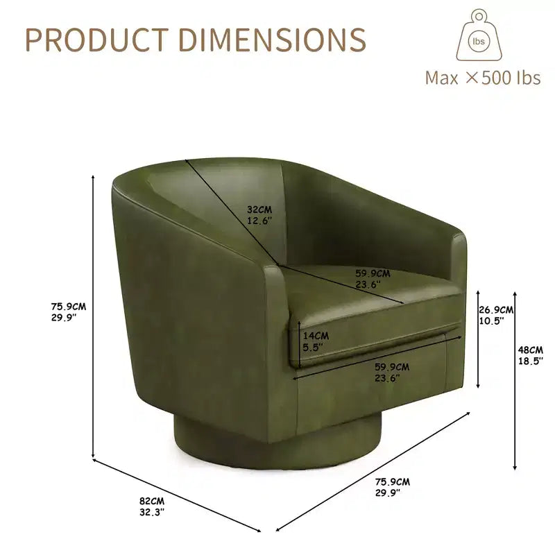 Dyonery Set di 1 Poltrona Girevole - Comoda Poltrona da Soggiorno con Schiuma Indeformabile, Poltrona Girevole Singola per Camera da Letto, Soggiorno, Ufficio