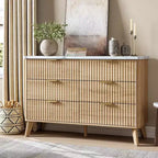 6 Drawer Dresser for Bedroom, 47 Wide Chest of Drawers with Thickened & Large Pattern Design
