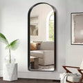 MAYEERTY Black 31.5 x 70.87 Inch Rounded Arch Shaped Aluminum Alloy Full Length Deep Mirror without Stand for Living Room and Bedroom Wall Decor