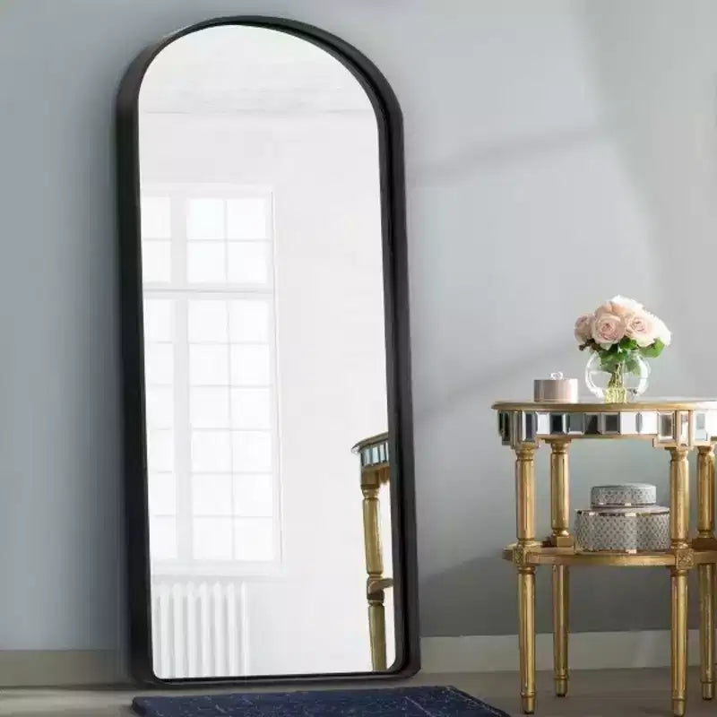 Specchio a figura intera MAYEERTY Nero 31,5 x 70,87 pollici, con arco arrotondato in lega di alluminio, senza supporto, per decorazioni da parete in salotto e camera da letto