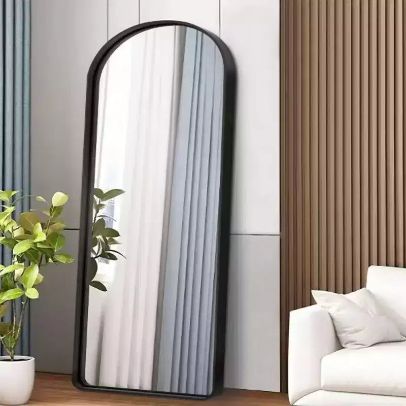 Specchio a figura intera MAYEERTY Nero 31,5 x 70,87 pollici, con arco arrotondato in lega di alluminio, senza supporto, per decorazioni da parete in salotto e camera da letto
