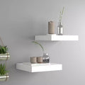 Wall Shelf Set of 2 White Honeycomb MDF, metal Small