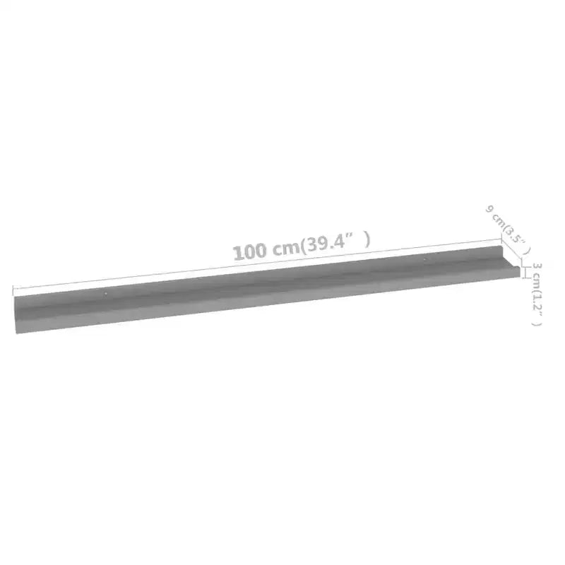Set di 2 mensole a muro in MDF grigio 100 x 9 x 3 cm