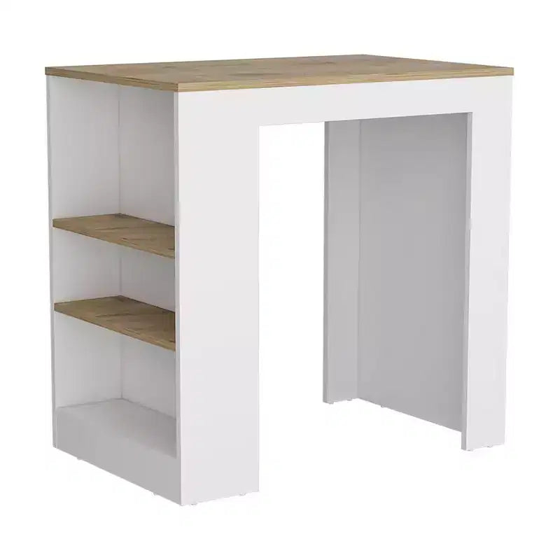 Okak Isola Cucina Moderna con Piano Tavolo Altezza Bancone, Tavolo Isola Cucina con 3 Scaffali Laterali, Organizer da Piano per Cucina