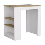 Okak Isola Cucina Moderna con Piano Tavolo Altezza Bancone, Tavolo Isola Cucina con 3 Scaffali Laterali, Organizer da Piano per Cucina