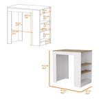 Okak Isola Cucina Moderna con Piano Tavolo Altezza Bancone, Tavolo Isola Cucina con 3 Scaffali Laterali, Organizer da Piano per Cucina