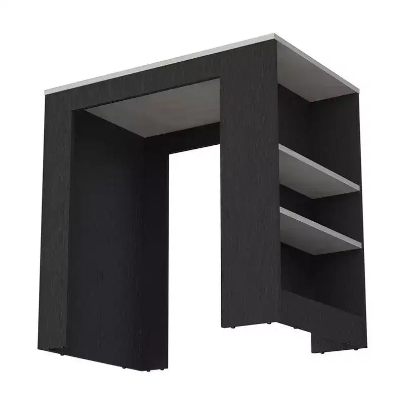 Okak Isola Cucina Moderna con Piano Tavolo Altezza Bancone, Tavolo Isola Cucina con 3 Scaffali Laterali, Organizer da Piano per Cucina