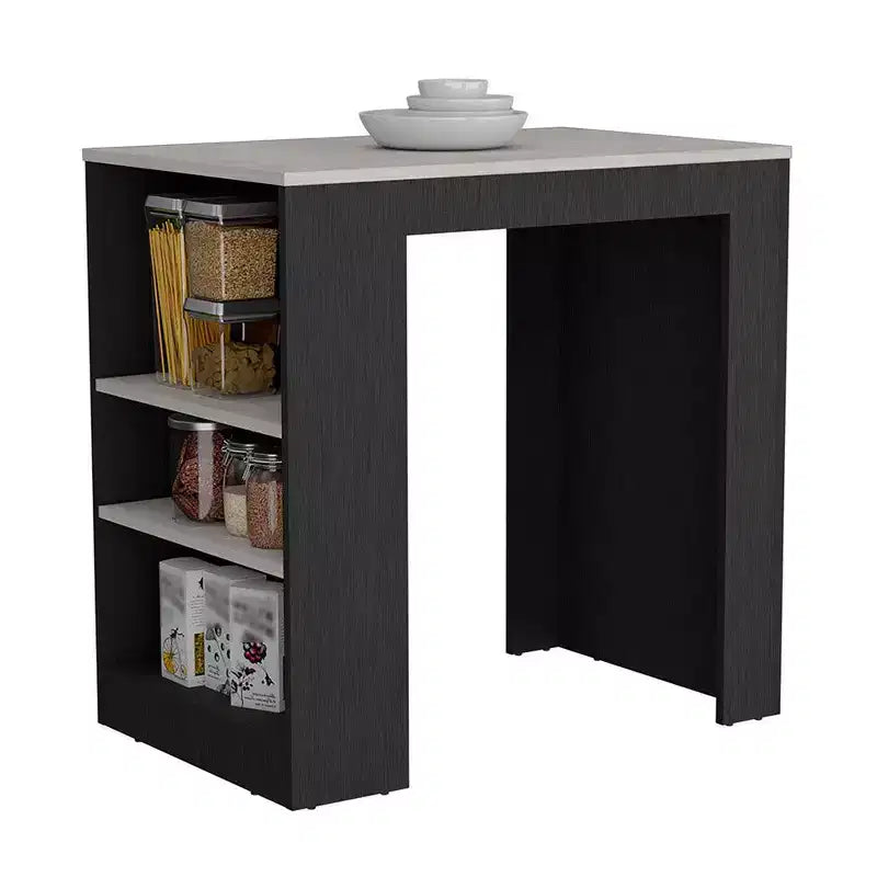 Okak Isola Cucina Moderna con Piano Tavolo Altezza Bancone, Tavolo Isola Cucina con 3 Scaffali Laterali, Organizer da Piano per Cucina