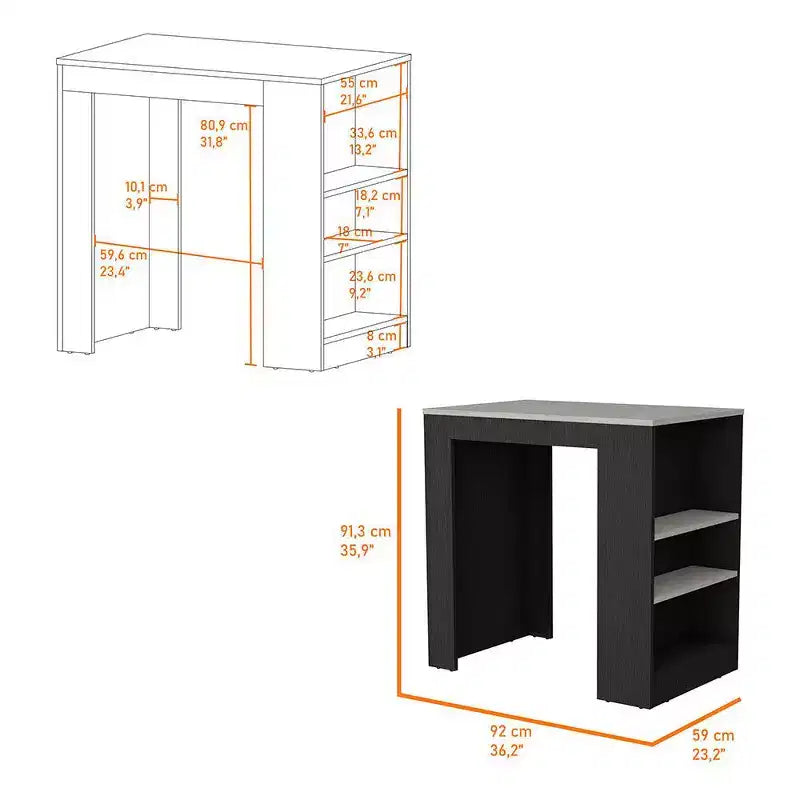 Okak Isola Cucina Moderna con Piano Tavolo Altezza Bancone, Tavolo Isola Cucina con 3 Scaffali Laterali, Organizer da Piano per Cucina