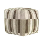 HomeRoots 18 Brown Ivory And Khaki Brown Woven Geometric Pouf Ottoman