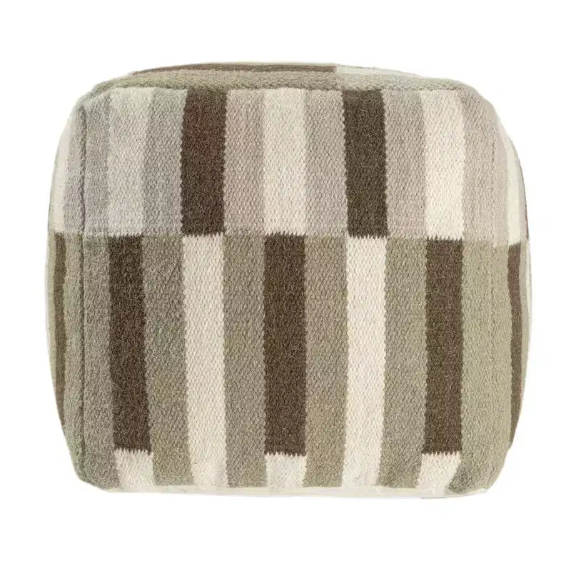 HomeRoots Pouf Ottomano Geometrico Intrecciato Marrone Avorio e Kaki Marrone 18