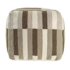 HomeRoots Pouf Ottomano Geometrico Intrecciato Marrone Avorio e Kaki Marrone 18