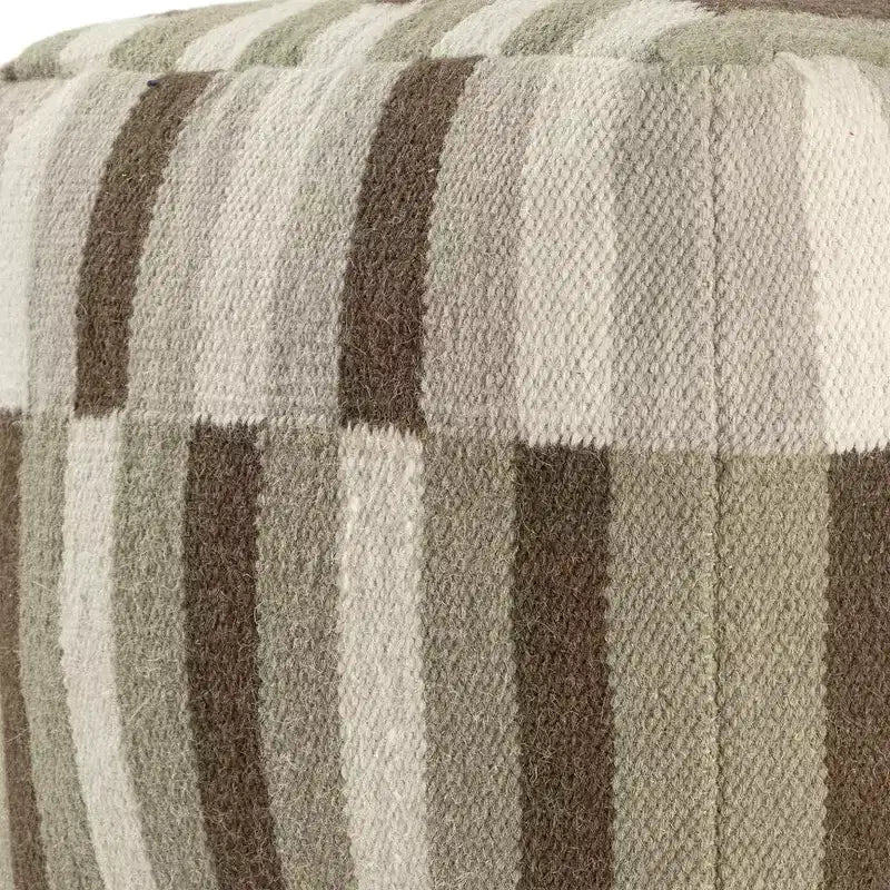 HomeRoots Pouf Ottomano Geometrico Intrecciato Marrone Avorio e Kaki Marrone 18