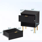 GustoWave Comodino Moderno con 2 Cassetti, Comodino Scanalato Oro e Legno, Tavolino da Notte per Camera da Letto Appartamento