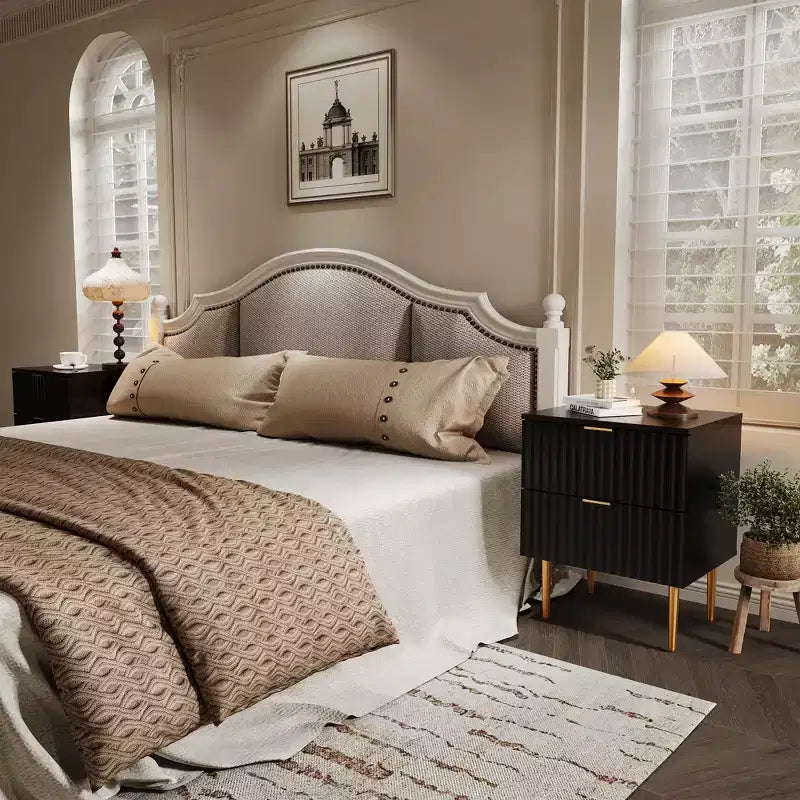 GustoWave Comodino Moderno con 2 Cassetti, Comodino Scanalato Oro e Legno, Tavolino da Notte per Camera da Letto Appartamento