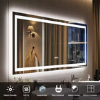 Specchio da bagno 24x32 pollici, dimmerabile, doppia illuminazione frontale e posteriore, funzione memoria, anti-appannamento e anti-rottura, utilizzabile orizzontalmente o verticalmente.
